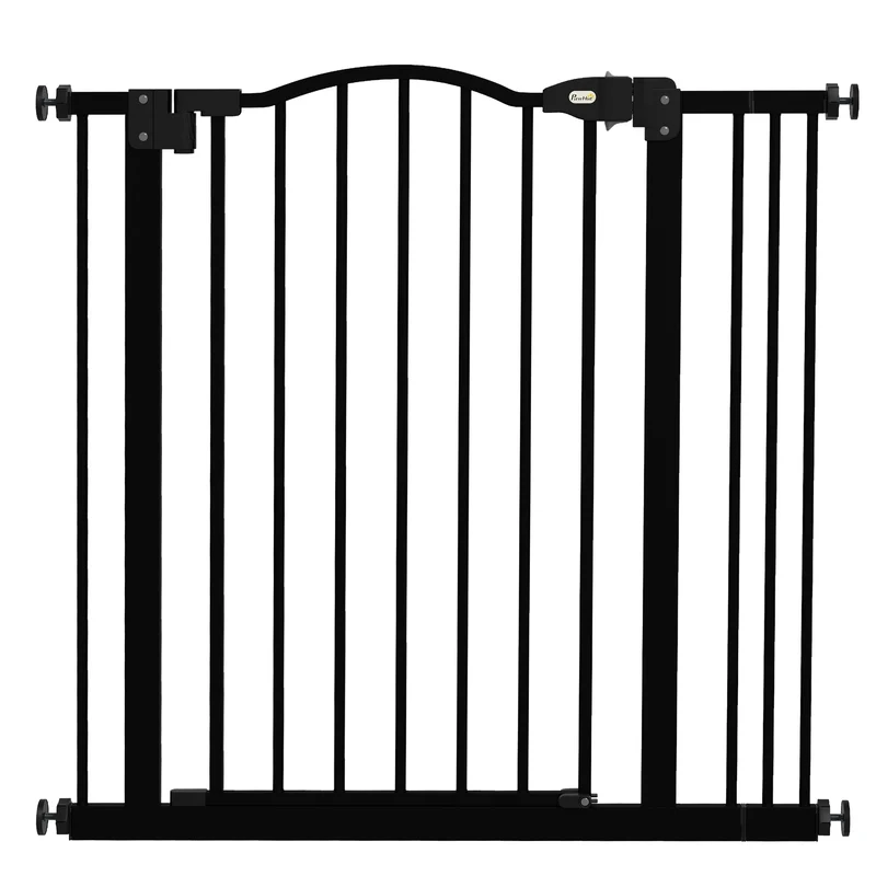 Pawhut Barrera Para Perros Con Ancho Ajustable 74-87 Cm Con Extensión Negro