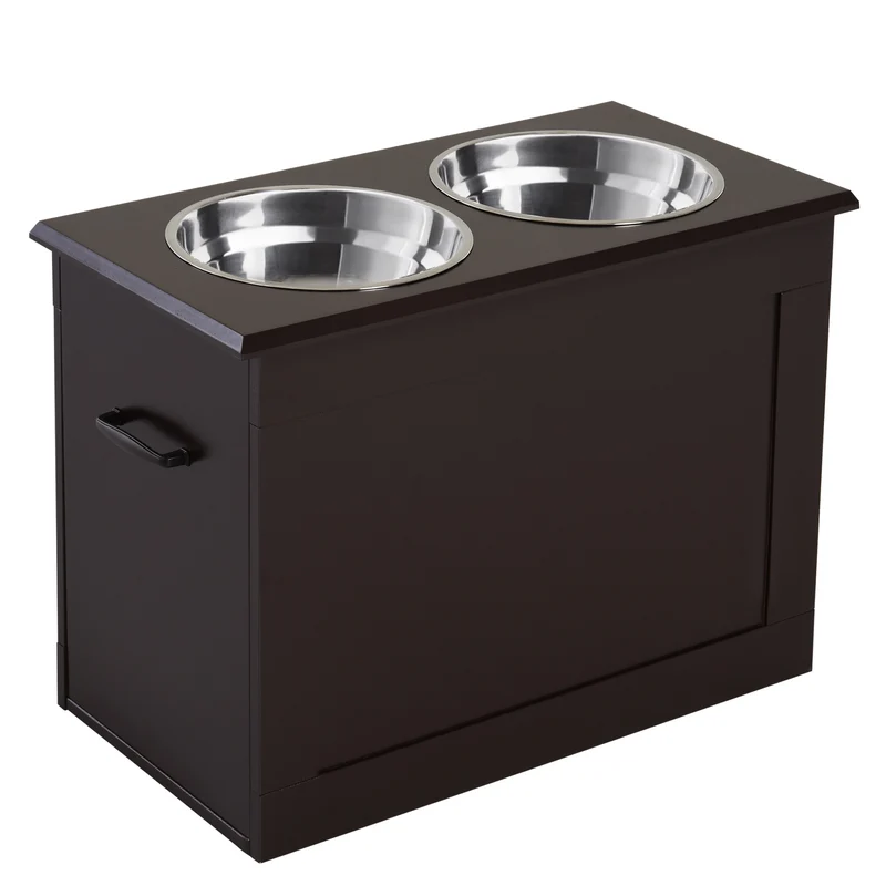 Pawhut Comedero Elevado Para Perros Con 2 Cuencos De Acero Inoxidable Marrón