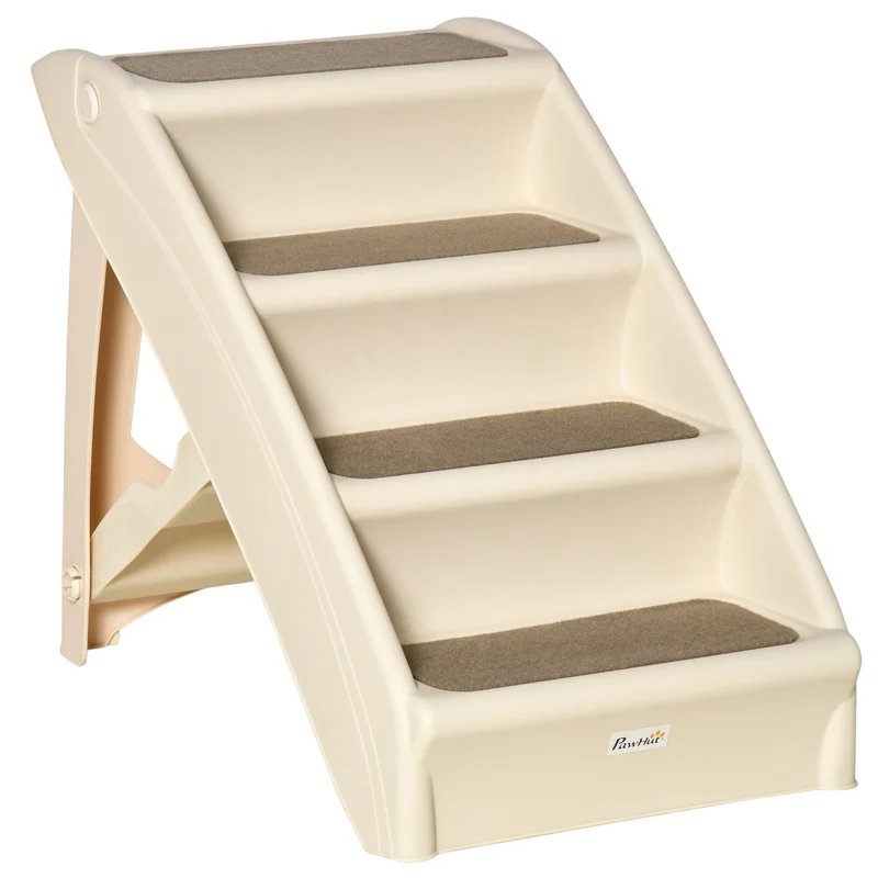 Pawhut Escalera Plegable Para Mascotas 4 Peldaños Con Alfombras Antideslizantes