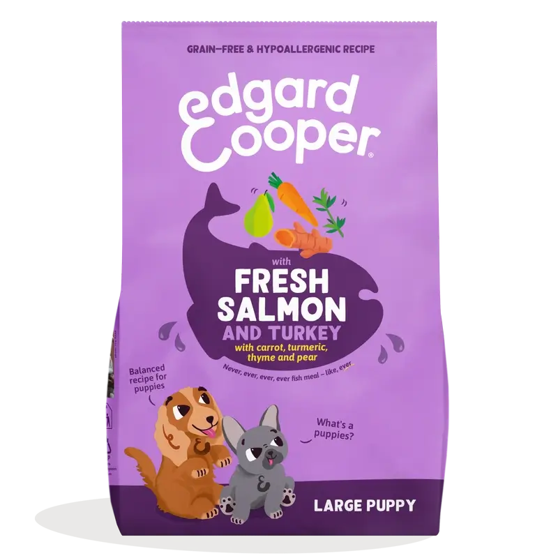 Edgard & Cooper Alimento para cachorros grandes com salmão fresco e peru , 12 kg