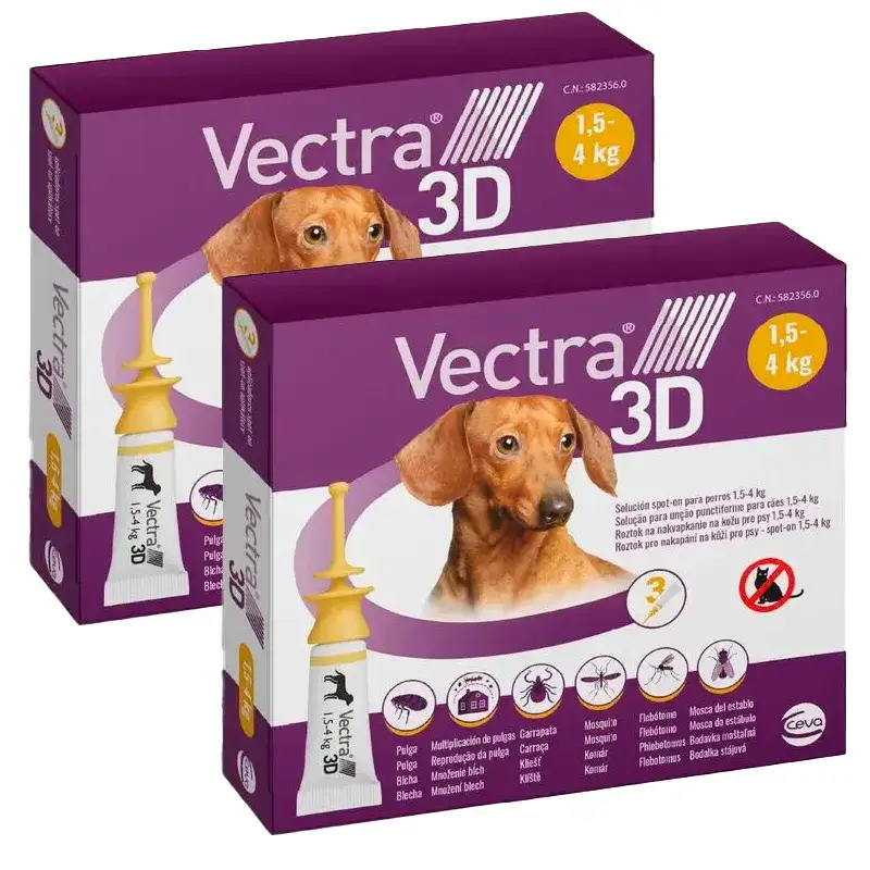 Vectra 3D Perro 1,5-4 Kg, Pack 2 x 3 Pipetas