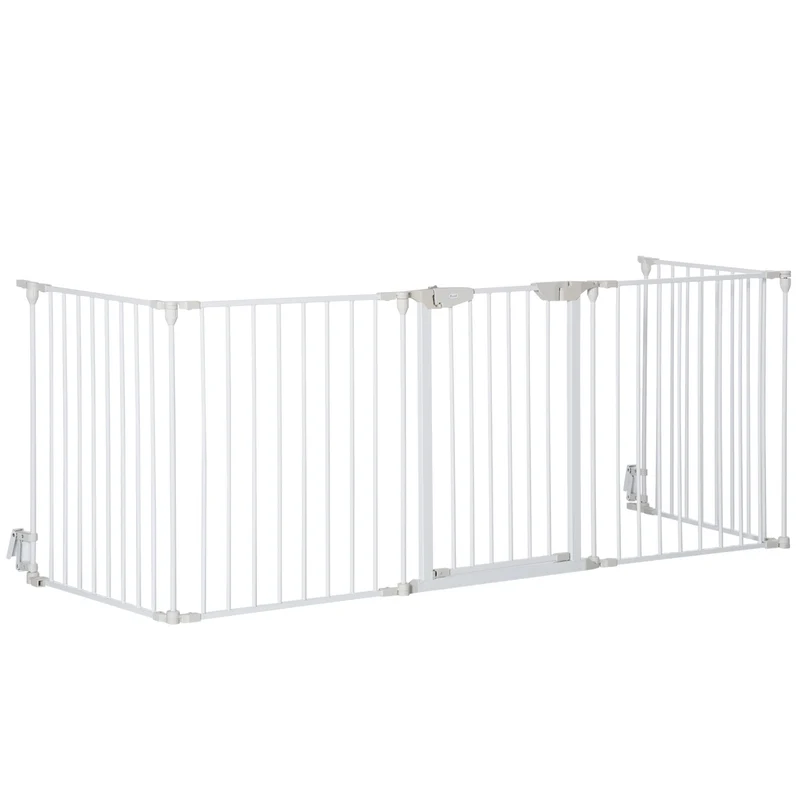 Pawhut Barrera De Seguridad 300 Cm Parque Para Perros De 5 Paneles Blanco