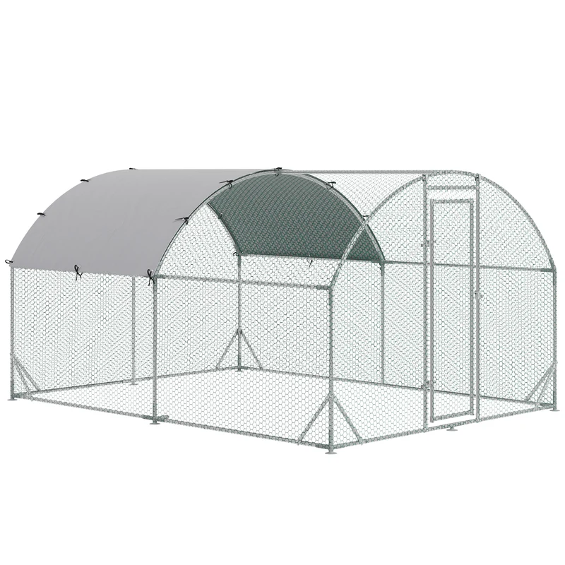 Pawhut Gallinero Exterior 2,8x3,8x1,97 M Para 6-12 Gallinas De Acero Galvanizado