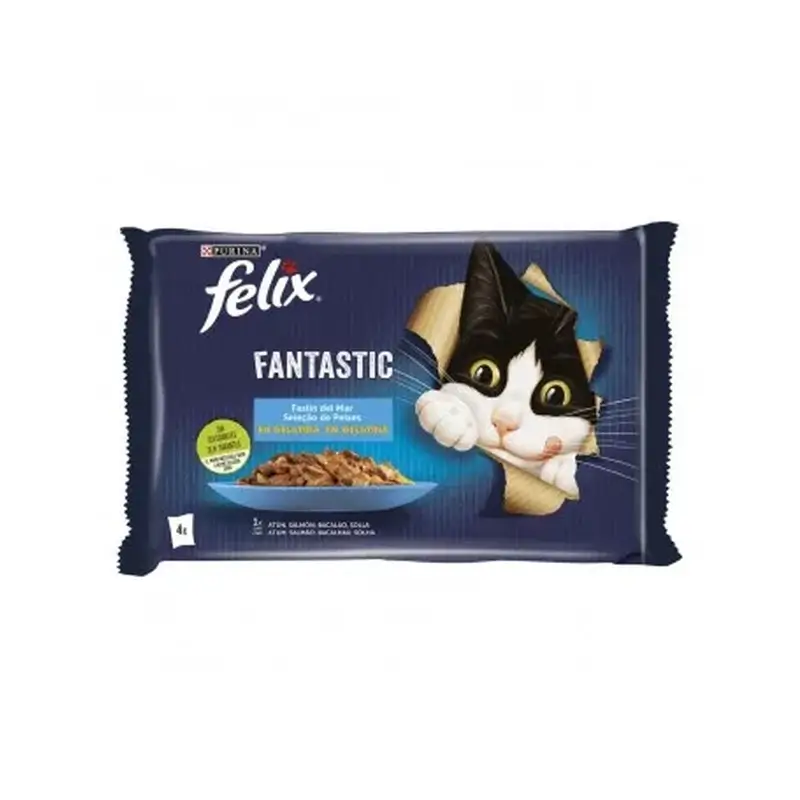 Felix Fantastic Feast From The Sea 12X4X85Gr, Alimento húmido para gatos