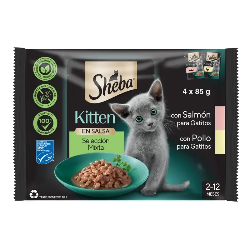 Sheba Kitten Pouch Mix Para Gatos 13X4X85Gr
