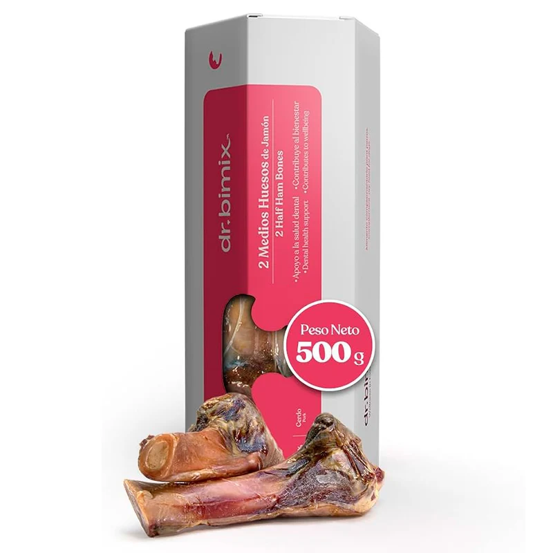 Snack Dos Medios Huesos de Jamón para Perros 500 g dr.bimix