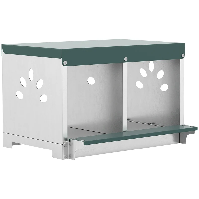 Pawhut Ponedero Para Gallinas De Acero Galvanizado Con 2 Huecos Para 2 Gallinas