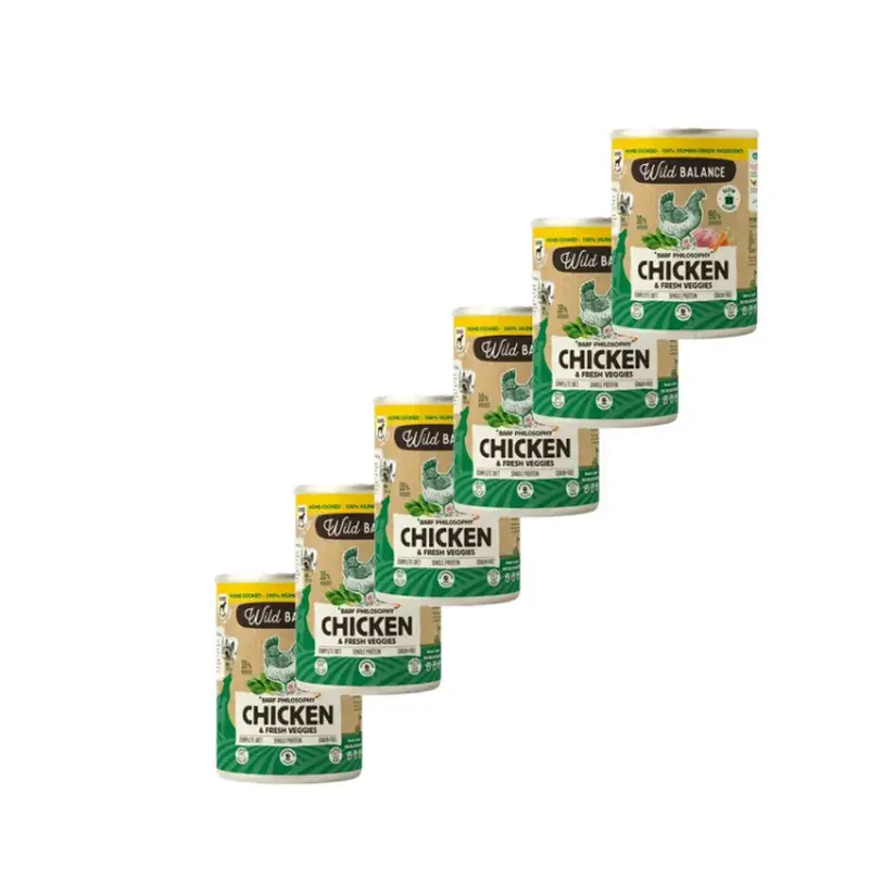 Wild Balance Conservas de Frango com Vegetais para Cães, 400 g, Embalagem de 6