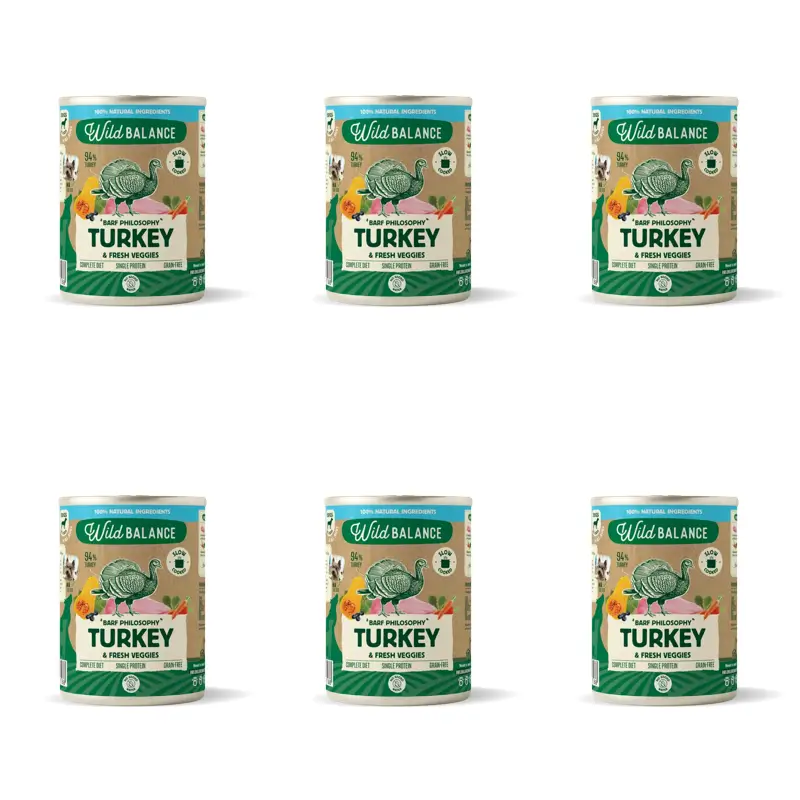Wild Balance Philosophy Turkey Barf para Cães, 400 g, embalagem de 6