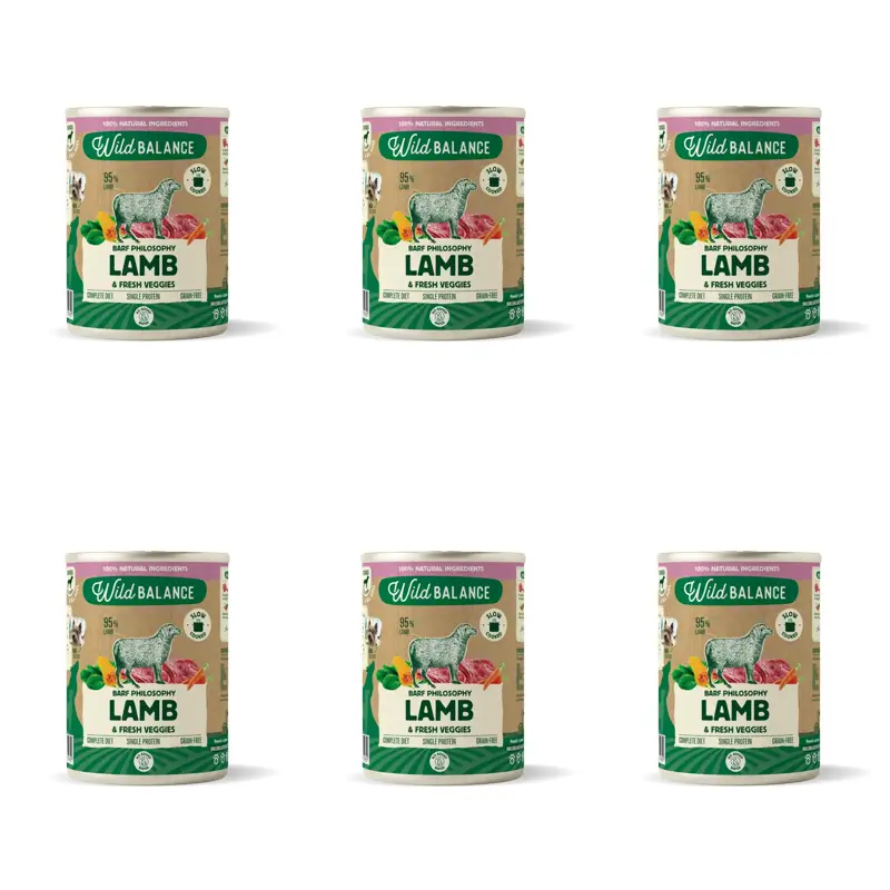 Wild Balance Philosophy Lamb Barf para Cães, 400g, 6 Embalagens de 6