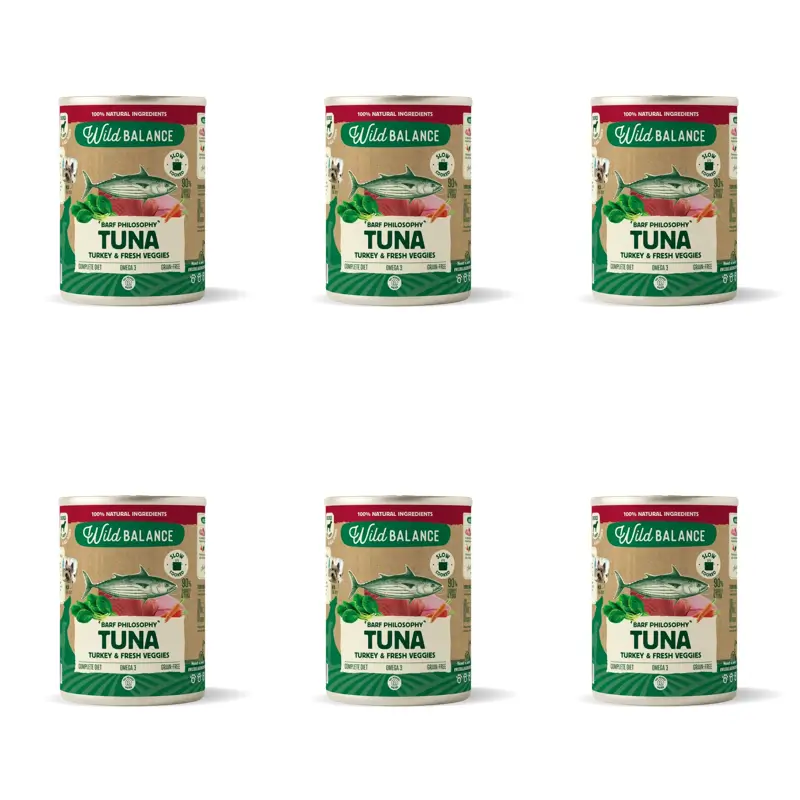 Wild Balance Lata Filosofía Barf De Atún Para Perros, 400 gr, Pack de 6