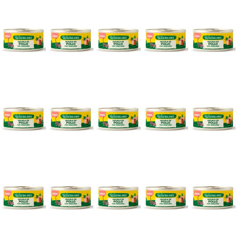 Wild Balance Lata Cazuela De Pollo Con Verduras Para Gatos, 80 gr, Pack de 15