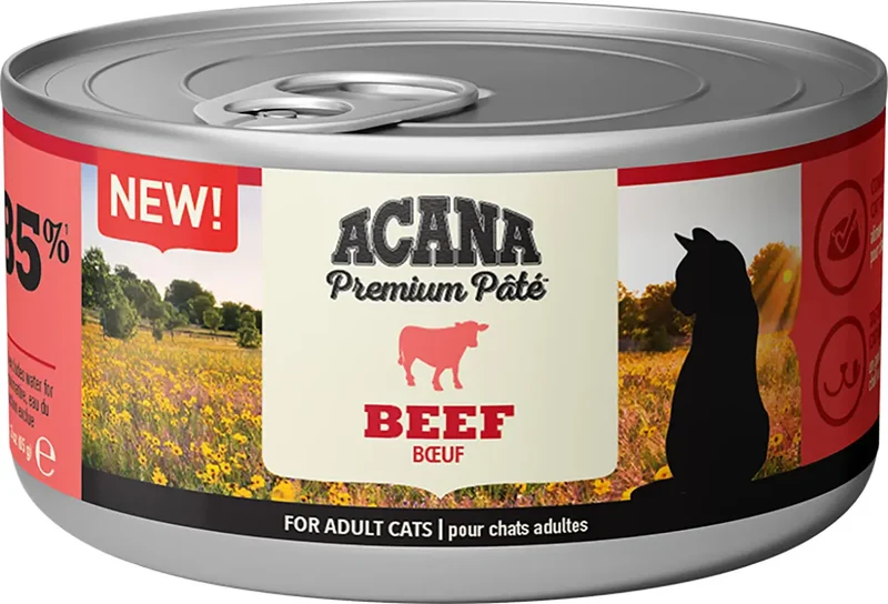 Acana Feline Premium Beef Pate 24X85Grs alimento húmido para gatos
