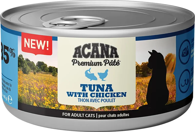 Acana Feline Premium Pate Tuna & Chicken 24X85Grs comida húmida para gato