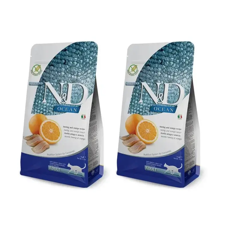 Farmina N&D Cat Ocean Ocean Herring 1,5Kg, Ração para Gatos, Embalagem de 2