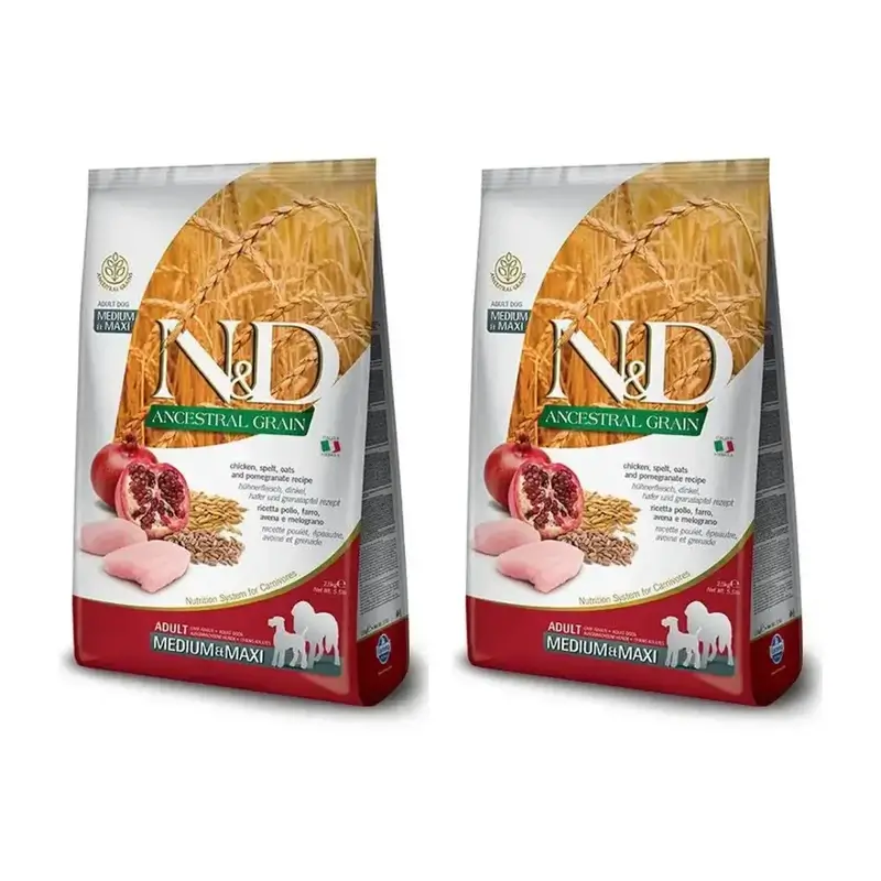 Farmina N&D Dog Ancestral Medium Maxi Chicken 12Kg , Ração para Cães, Embalagem de 2