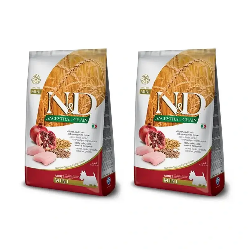 Farmina N&D Dog Ancestral Light Mini 2,5Kg, Ração para Cães, Embalagem de 2