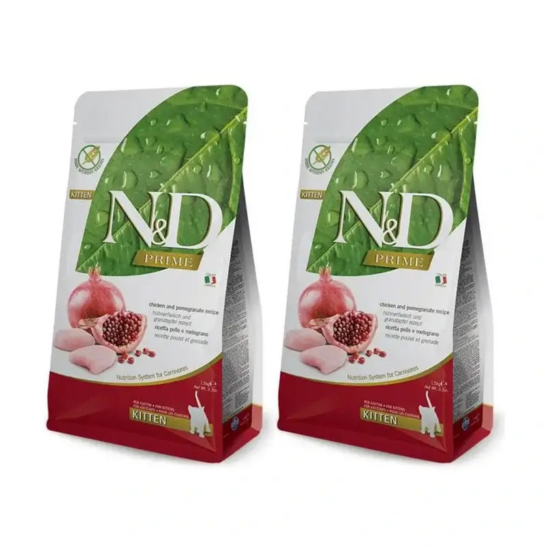 Farmina N&D Cat Kitten Prime Chicken 5Kg, Ração para Gatinhos, Embalagem de 2