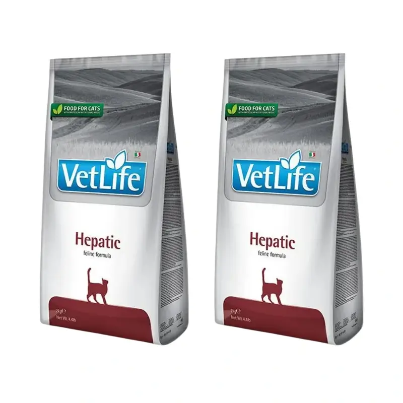 Farmina Vet Life Cat Hepatic 2Kg, Alimento para gatos, embalagem de 2