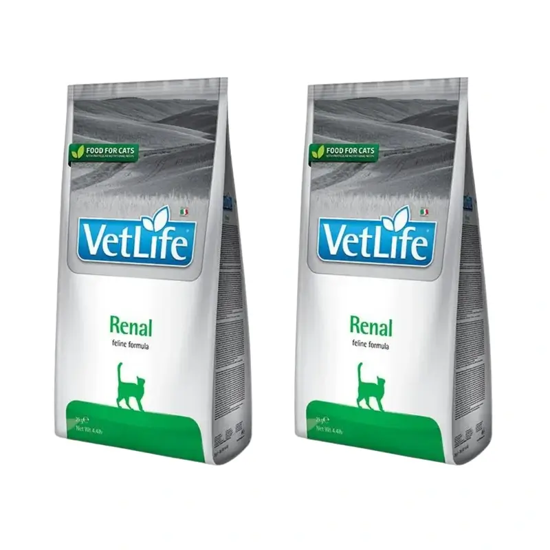 Farmina Vet Life Cat Renal 2Kg, Ração para Gatos, Embalagem de 2